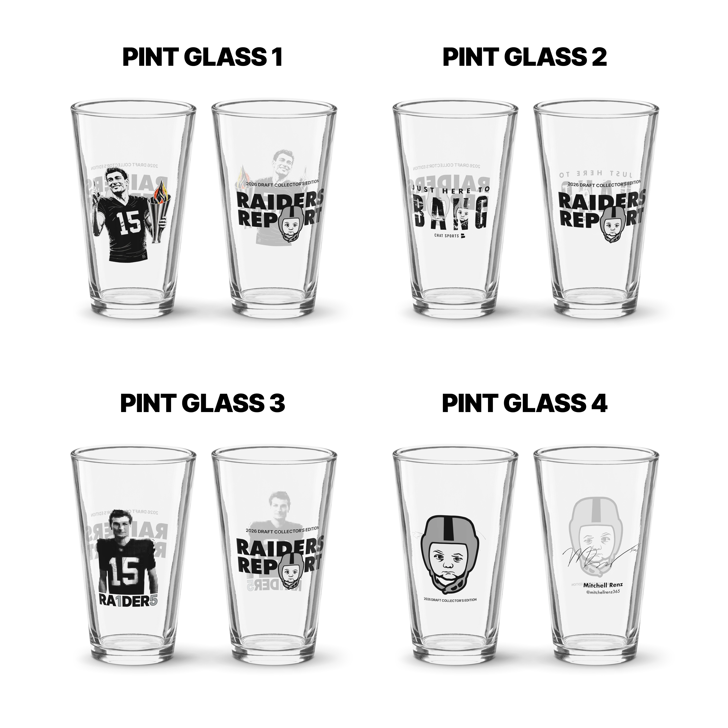 RR Pint Glasses | 2026 Draft Collector's Edition from Raiders Report